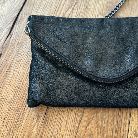 J CREW Black Silver Glitter Chain Cocktail Party Purse Bag Clutch - Picture 6 of 8